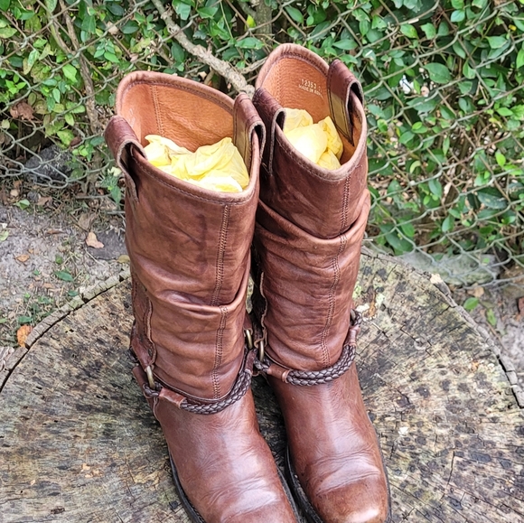 Vintage 90s Pull-On Slouch Boots/Steampunk Boots - Picture 2 of 9